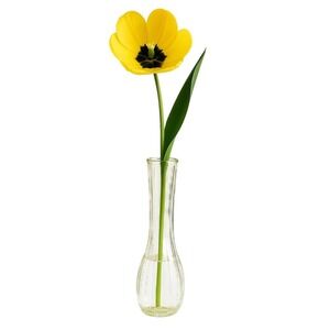 Vintage C.F.G. France Clear Ribbed Glass Bud Vase 8.5" Tall Pressed Glass